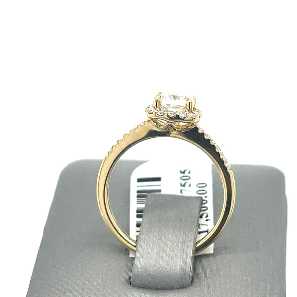 14k Yellow Gold 1.25 Ct Diamond Cushion Cut Engagement Ring, Size 6.5