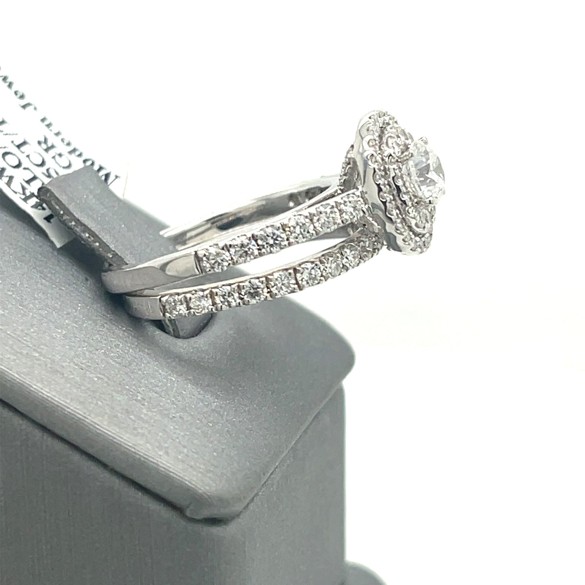 14k White Gold 1.75 CT Diamond Oval Halo Engagement Ring set, Size 7
