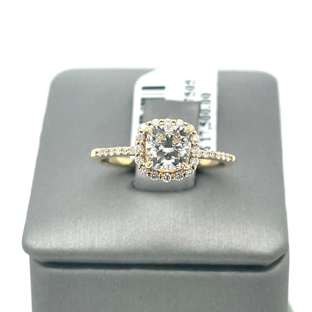 14k Yellow Gold 1.25 Ct Diamond Cushion Cut Engagement Ring, Size 6.5
