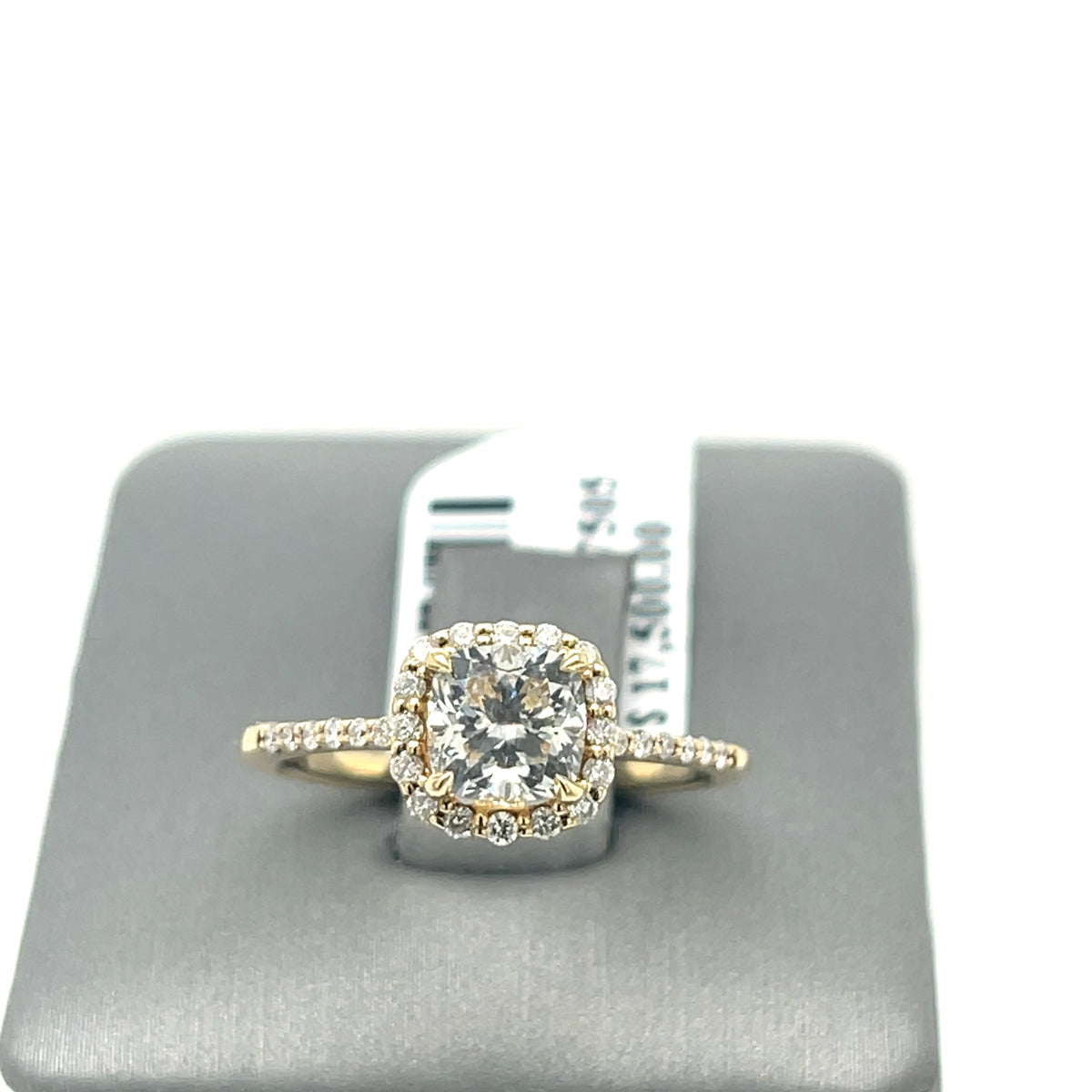 14k Yellow Gold 1.25 Ct Diamond Cushion Cut Engagement Ring, Size 6.5