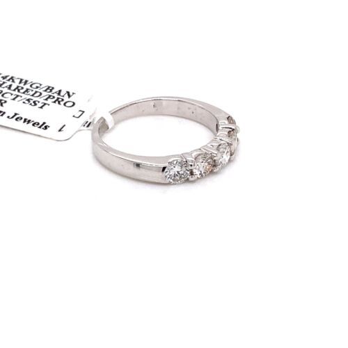14k White Gold 1.10 CT Diamond Shared Prong Band, 3.2g, Size 7