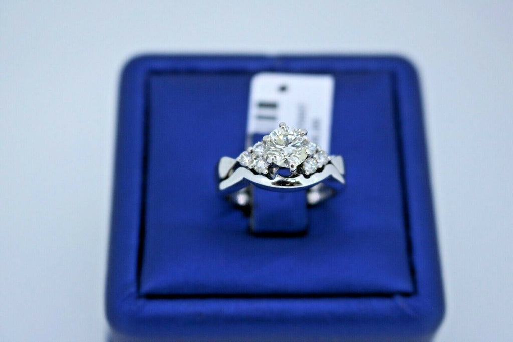 14k White Gold 1.00 CT Diamond Engagement Ring Set, 6.4gm, Size 5.5