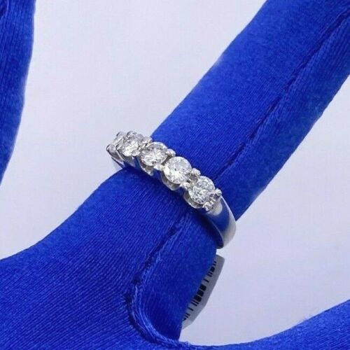 14k White Gold 1.00 CT Diamond Ladies Band, 5.4gm, Size 5.25