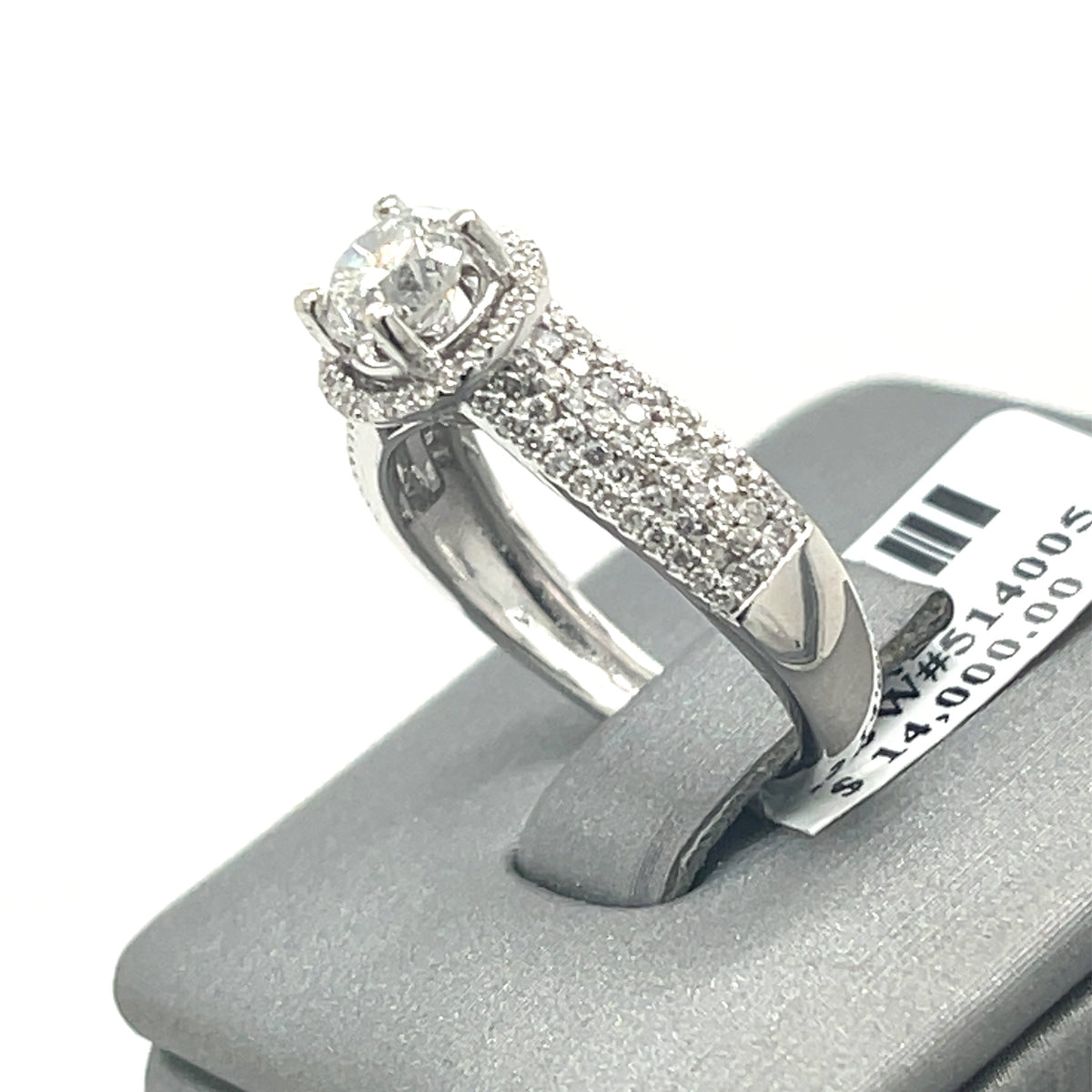 14k White Gold 1.31 CT Diamond Round Halo Engagement Ring, Size 6.5
