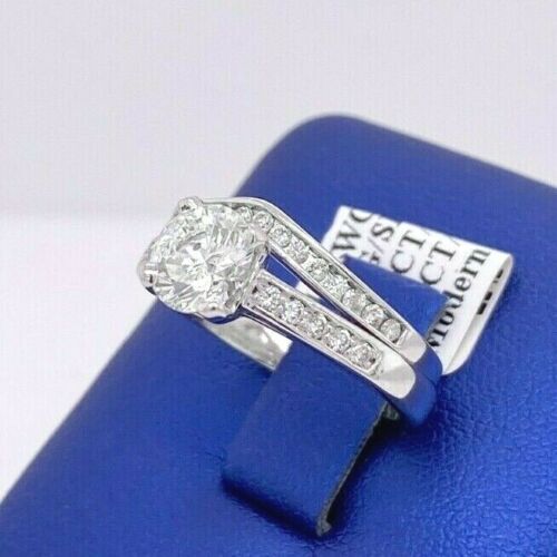 14k White Gold 1.65 CT Diamond Engagement Ring Set, Size 6.75, 4.8gm