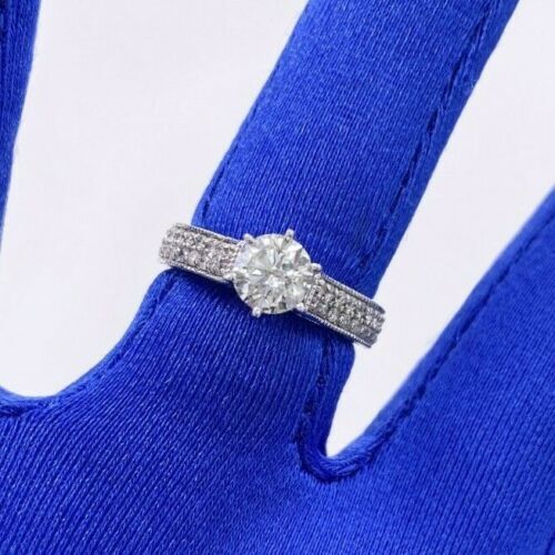 14k White Gold 1.45 CT Diamond Engagement Ring, 4.1gm, Size 6.75