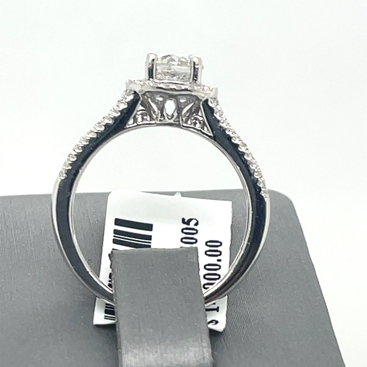 14k White Gold 1.31 CT Diamond Round Halo Engagement Ring, Size 6.5
