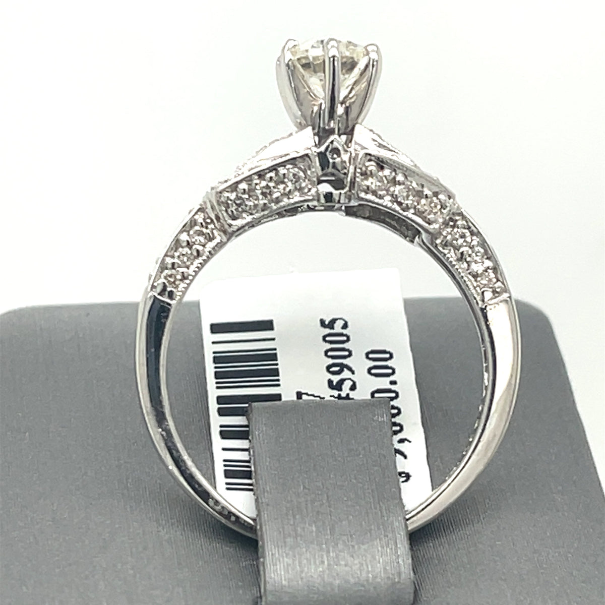 18K WHITE GOLD 1.10CT ROUND CUT DIAMOND ENGAGEMENT RING SIZE 8.5, 5.9g