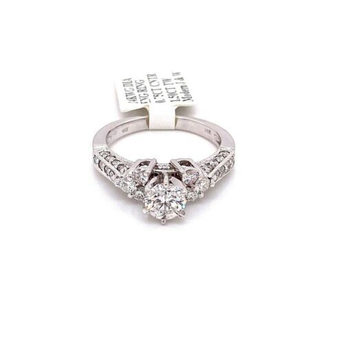 14k White Gold 1.50 CT Diamond Engagement Ring, 4.4gm, Size 7