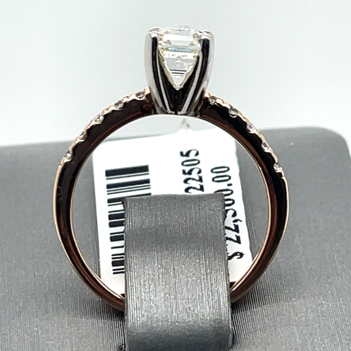 14K Rose Gold 1.00 CT Diamond Emerald Engagement Ring, 2.5g, Size 5.25