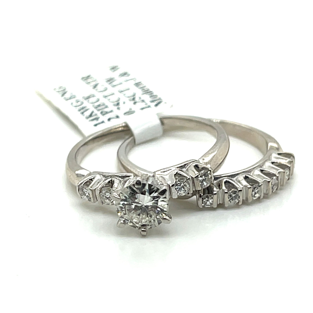 14k White Gold 1.25 CT Diamond Wedding & Engagement Ring Set, 5.4g