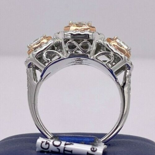14k Two Tone Gold 3.00 CT Diamond Past Present Future Ring, 8.3gm