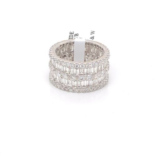 18k White Gold 6.52 CT Diamond Wide Eternity Band, 10.2g, Size 7, S106620