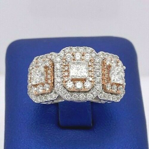 14k Two Tone Gold 3.00 CT Diamond Past Present Future Ring, 8.3gm