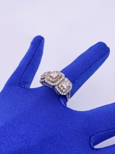 14k Two Tone Gold 3.00 CT Diamond Past Present Future Ring, 8.3gm