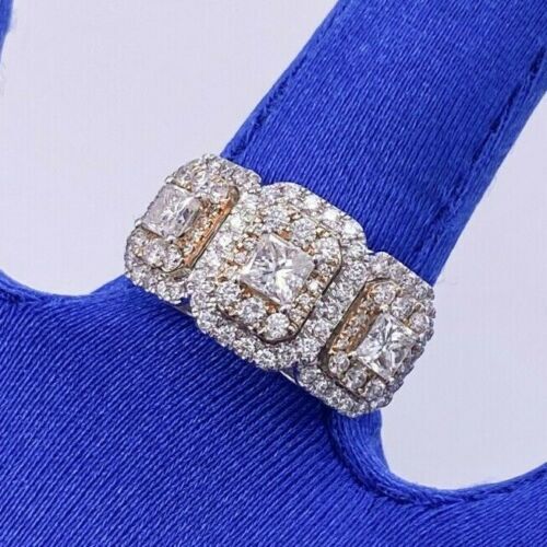 14k Two Tone Gold 3.00 CT Diamond Past Present Future Ring, 8.3gm