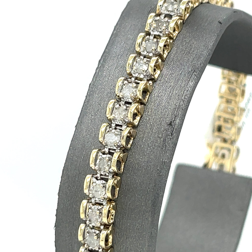 14k Yellow Gold 1.00 CT Diamond Tennis Bracelet, 9.5G, 7.25", S107261