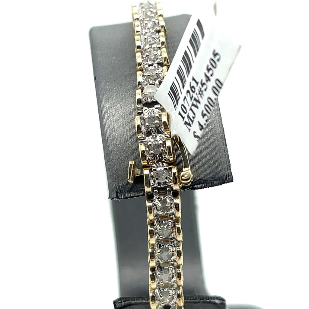 14k Yellow Gold 1.00 CT Diamond Tennis Bracelet, 9.5G, 7.25", S107261