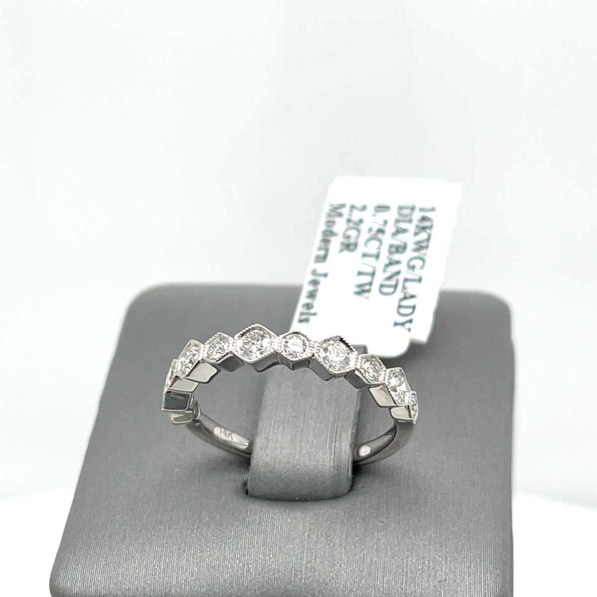 14k White Gold 0.75CT Diamond Ladies Band, 2.2g, Size 6