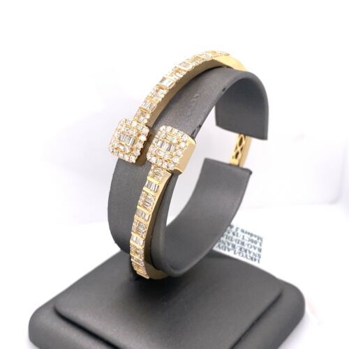 14k Yellow Gold 3.00 CT Diamond Fancy Bangle Bracelet, 19.5g