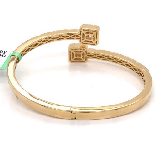 14k Yellow Gold 3.00 CT Diamond Fancy Bangle Bracelet, 19.5g