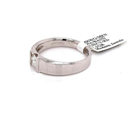 14k White Gold 0.55 CT Diamond Men's Wedding Band, 7.1gm, Size 10.5