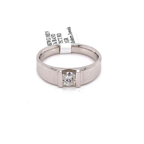 14k White Gold 0.55 CT Diamond Men's Wedding Band, 7.1gm, Size 10.5