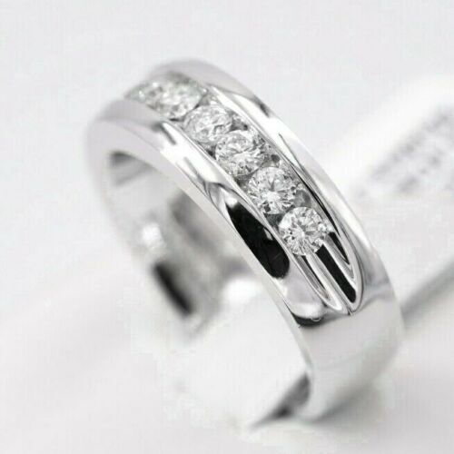 14k White Gold 1.25 CT Diamond Men's Wedding Band, 14.4 g
