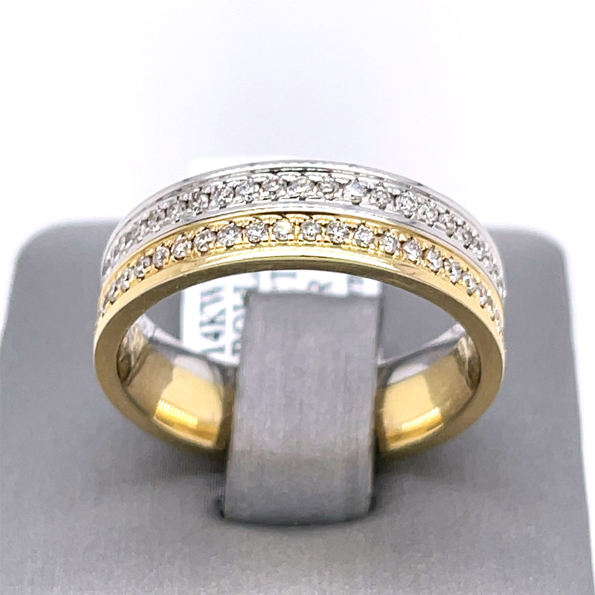 14k Multi Tone Gold 1.00 CT Diamond Men's rolling Band,  8.1g, Size 9.75