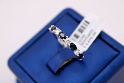 14k White Gold 1.50 CT Diamond & Sapphire Ladies Band
