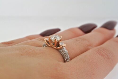 14k Two Tone Gold 1.53 CT Diamond Engagement Ring, Size 6