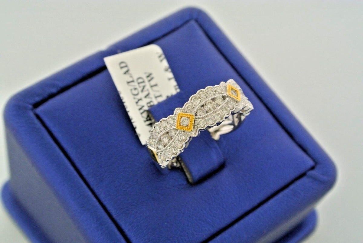 14k Two Tone 1.00 CT Diamond Ladies Band, 5.2gm, Size 7