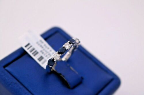 14k White Gold 1.50 CT Diamond & Sapphire Ladies Band