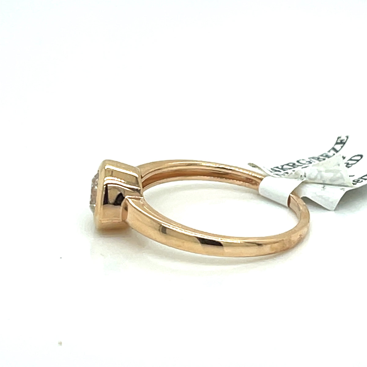 14K Rose Gold 0.60 CT Bezel Diamond Engagement Ring, 2.8g, Size 7.25