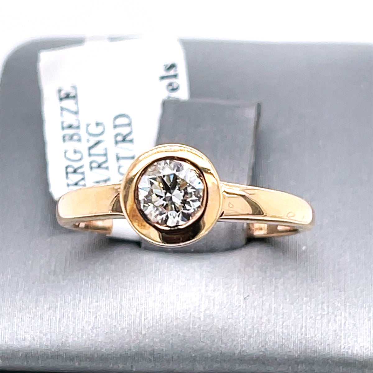 14K Rose Gold 0.60 CT Bezel Diamond Engagement Ring, 2.8g, Size 7.25