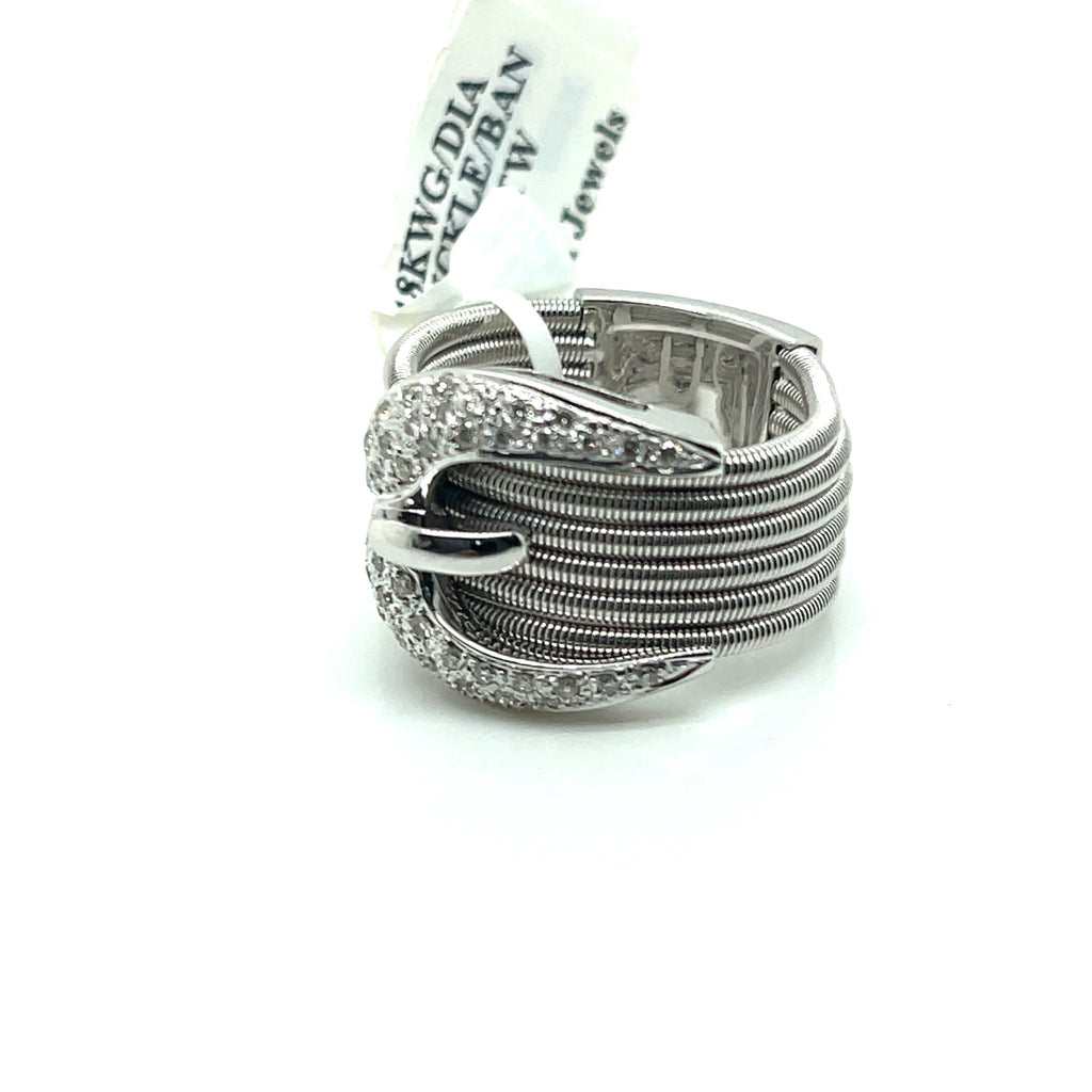 18k White Gold 0.50 Buckle Diamond Ladies Ring , 14.9g, Size 7