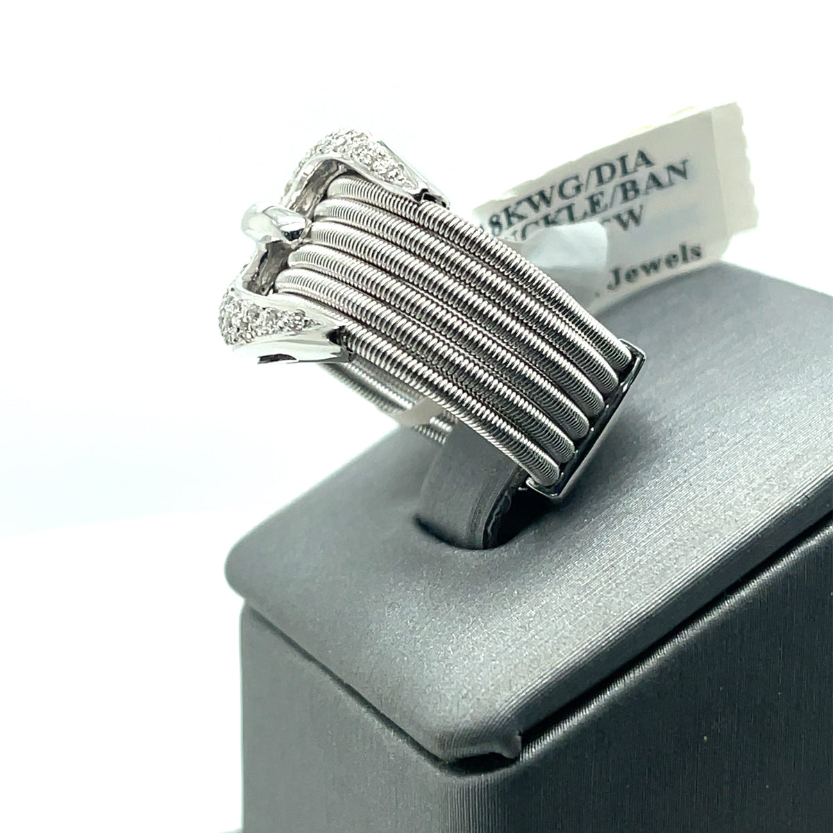 18k White Gold 0.50 Buckle Diamond Ladies Ring , 14.9g, Size 7