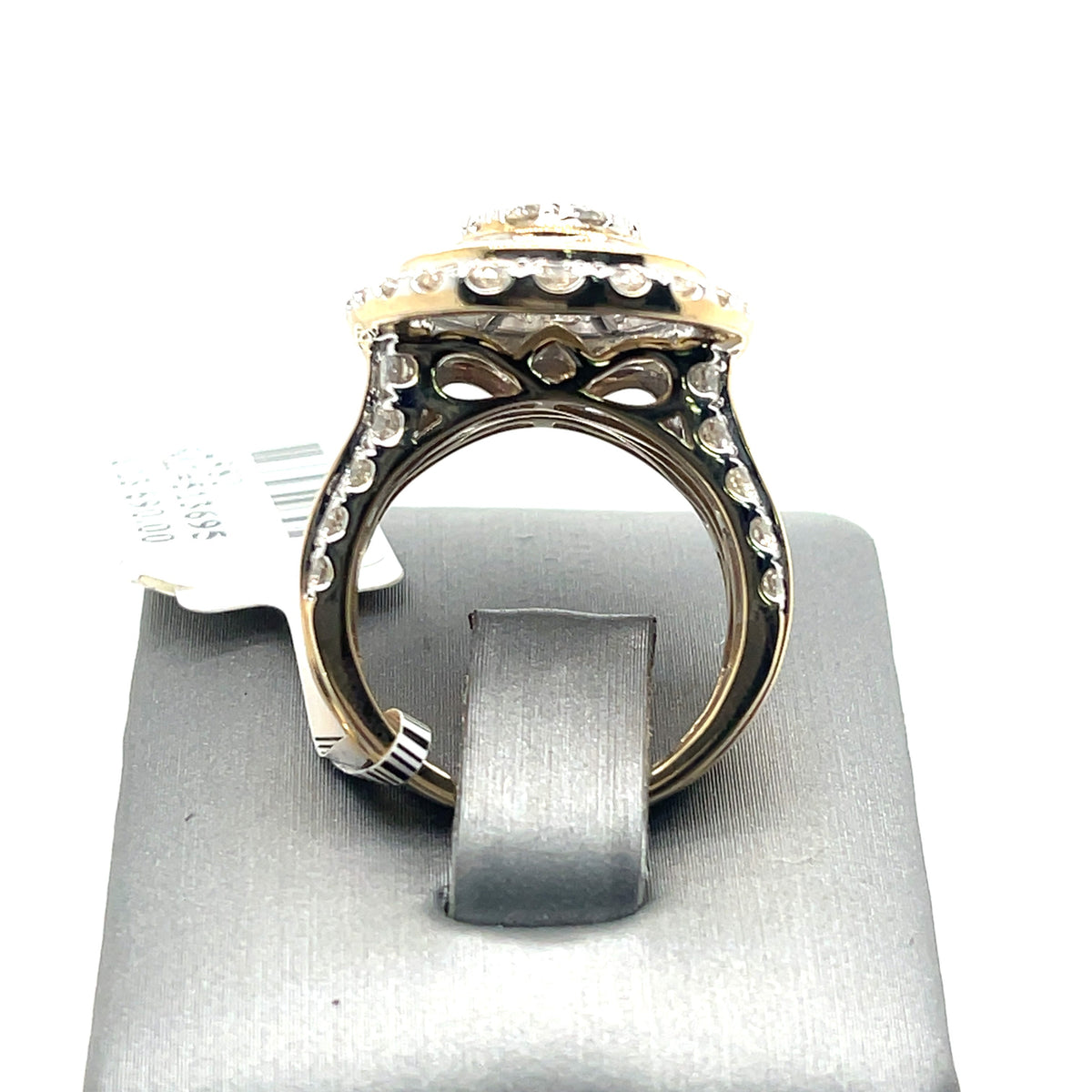 10k Yellow Gold 3.50 CT Round & Baguette Diamond Cluster Engagement Ring