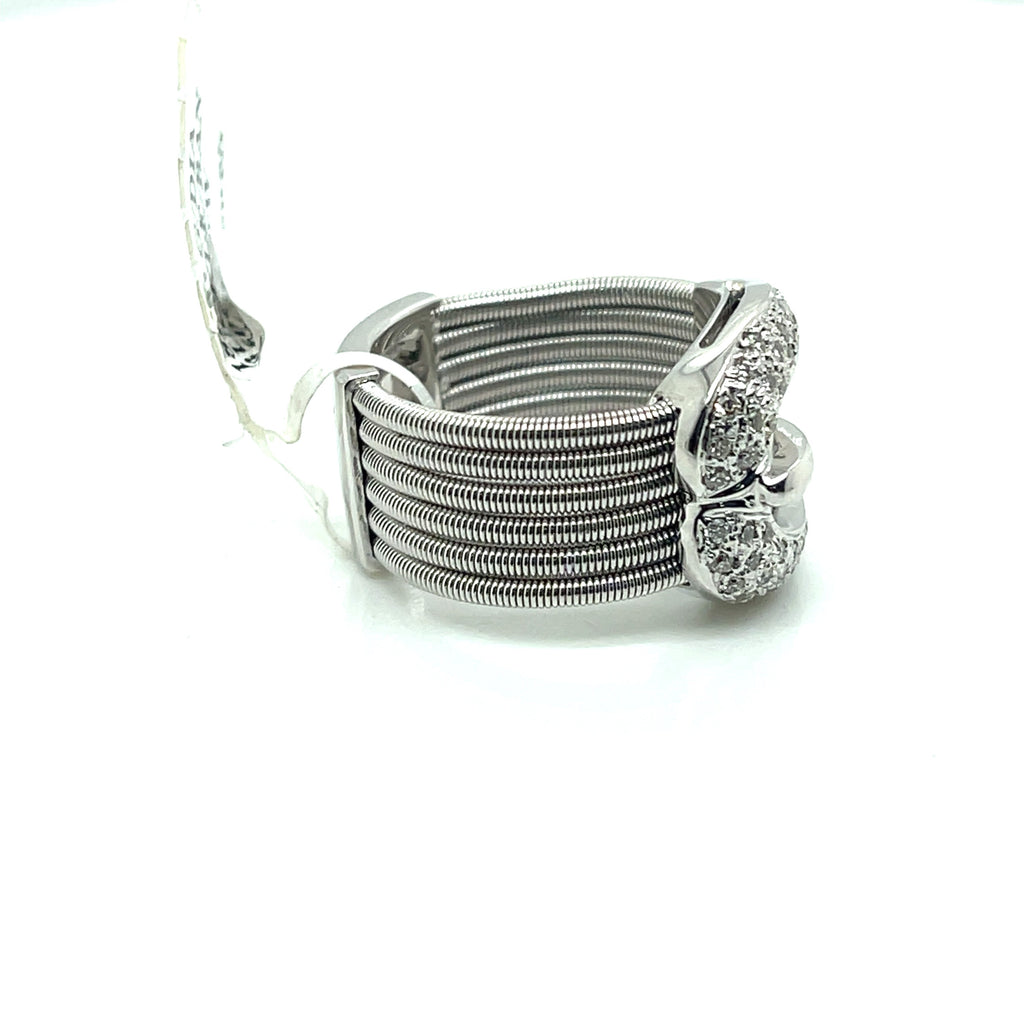 18k White Gold 0.50 Buckle Diamond Ladies Ring , 14.9g, Size 7