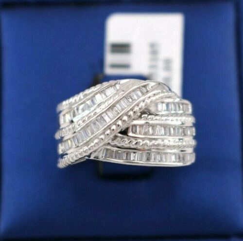 14k White Gold 1.00 CT Ladies Diamond Bypass Ring, 9.1gm, Size 8