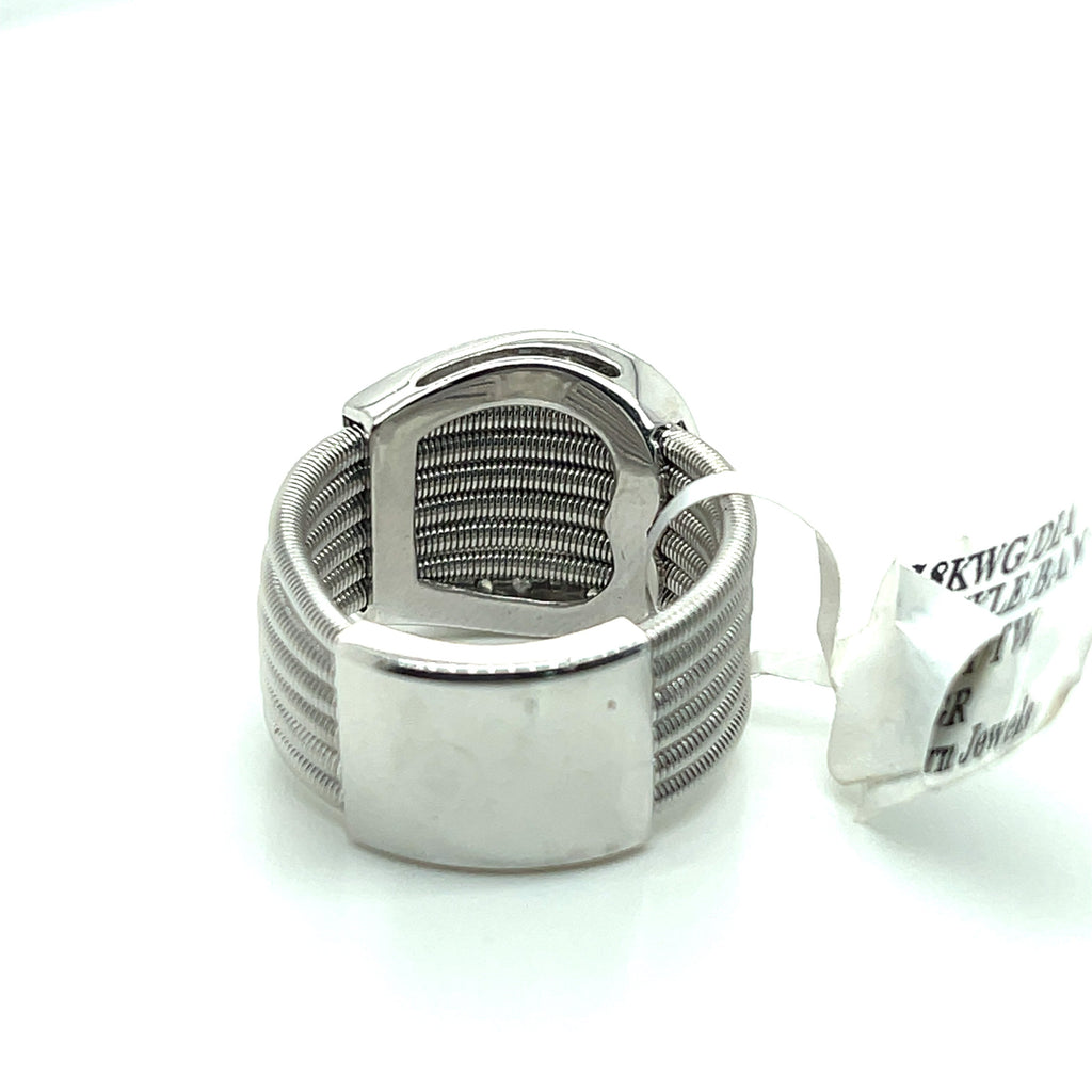 18k White Gold 0.50 Buckle Diamond Ladies Ring , 14.9g, Size 7