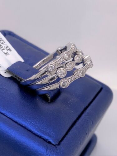 14k White Gold 1.25 CT Diamond Stackable Bands, 6.1g, Size 6.75