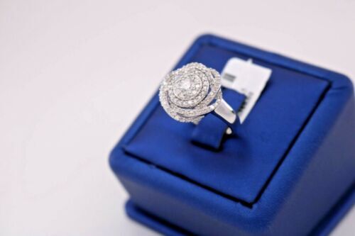 14K White Gold 1.50 CT Diamond Ladies Flower Cluster Ring, 5.6gm