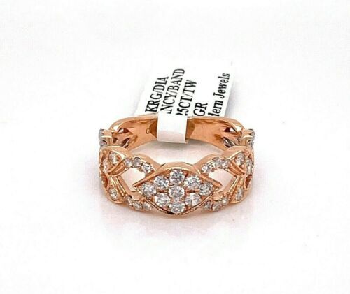 14k Rose Gold 125 CT Diamond Fancy Band, 4.4gm, Size 6.75
