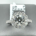 18K White Gold 3.00CT Round Cut Diamond Engagement Ring, Size 4.5, 4.6G