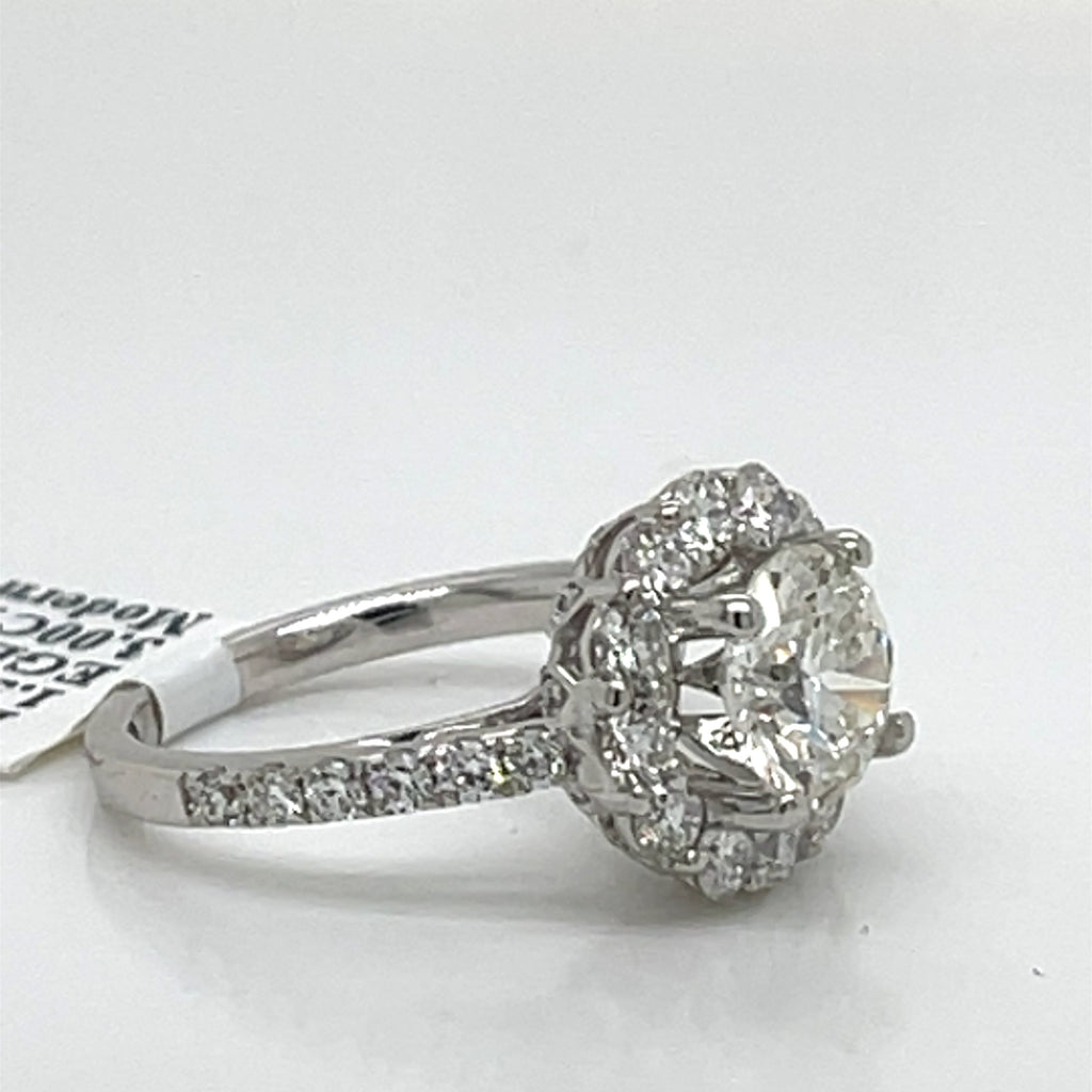 18K White Gold 3.00CT Round Cut Diamond Engagement Ring, Size 4.5, 4.6G