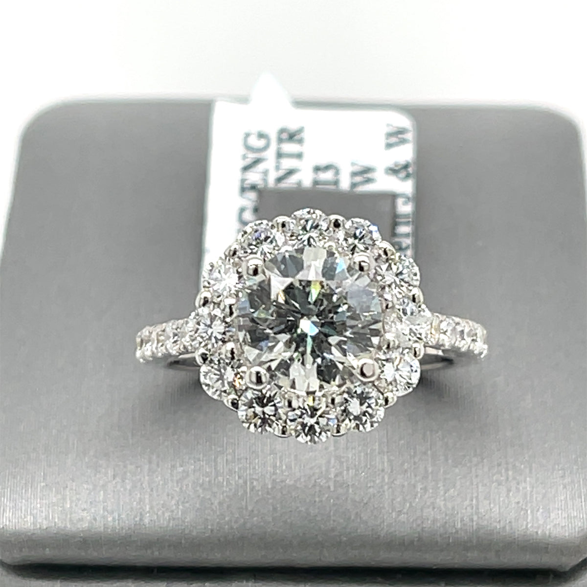 18K White Gold 3.00CT Round Cut Diamond Engagement Ring, Size 4.5, 4.6G