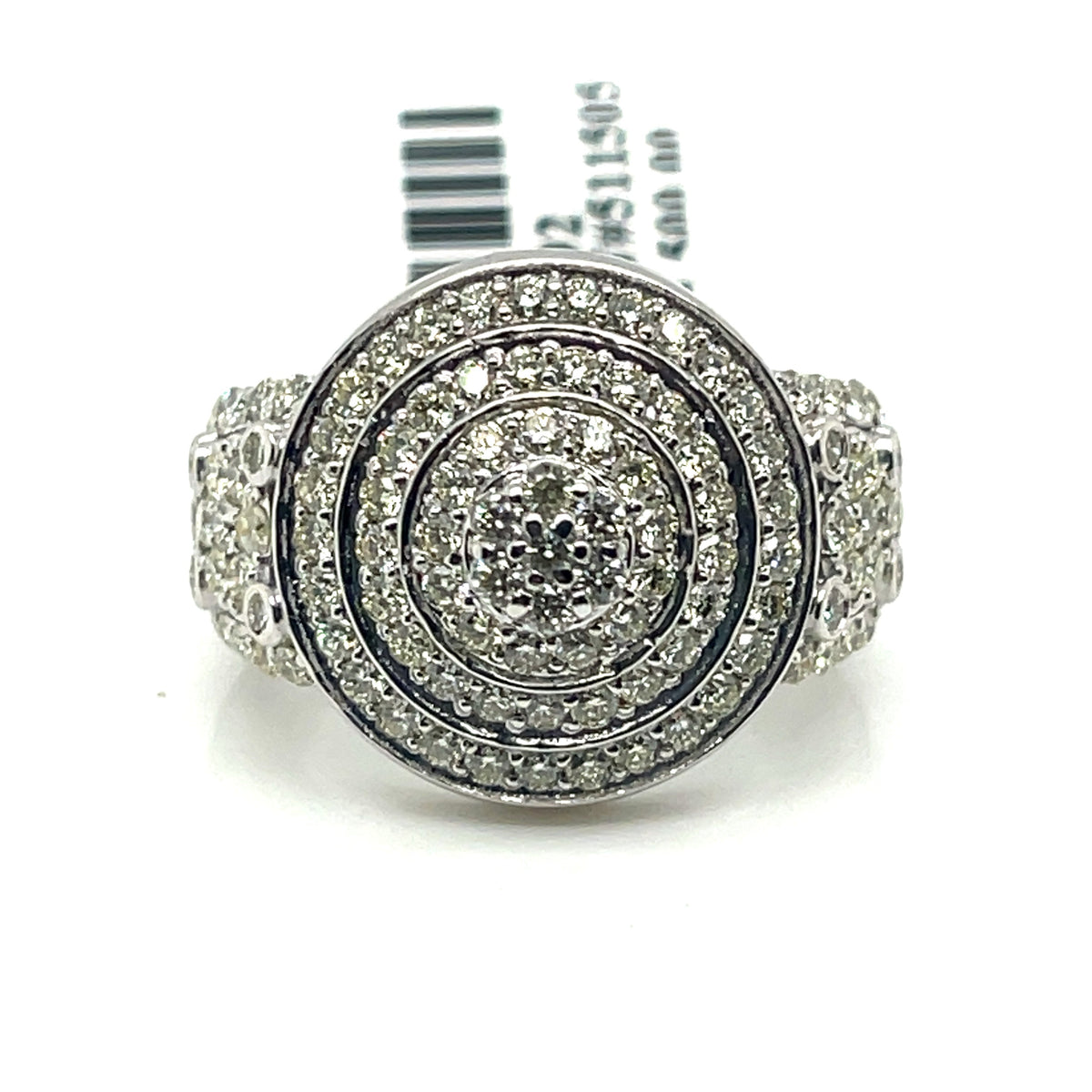 14k White Gold 2.00 CT Diamond Cluster Engagement Ring, 9g, Size 6.5