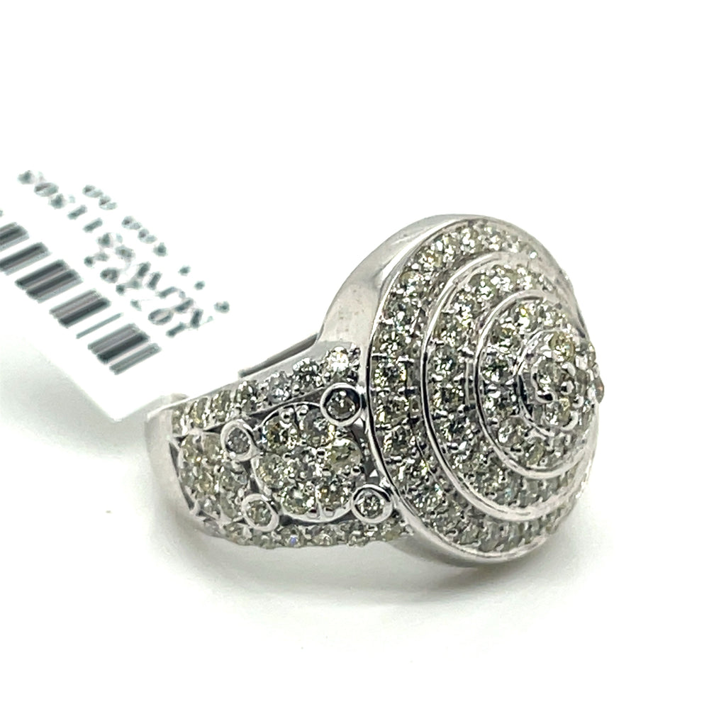 14k White Gold 2.00 CT Diamond Cluster Engagement Ring, 9g, Size 6.5