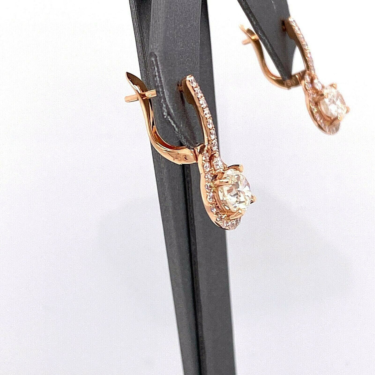 14k Rose Gold 3.00 CT Diamond Ladies Earrings, 3gm
